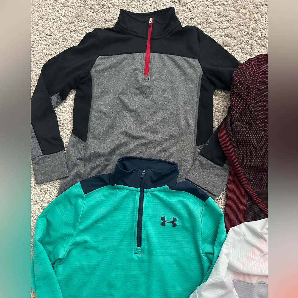 Under Armour Boys Long Sleeve Quarter‑Zip Tops - Teal, Charcoal, Maroon - Picture 3 of 3